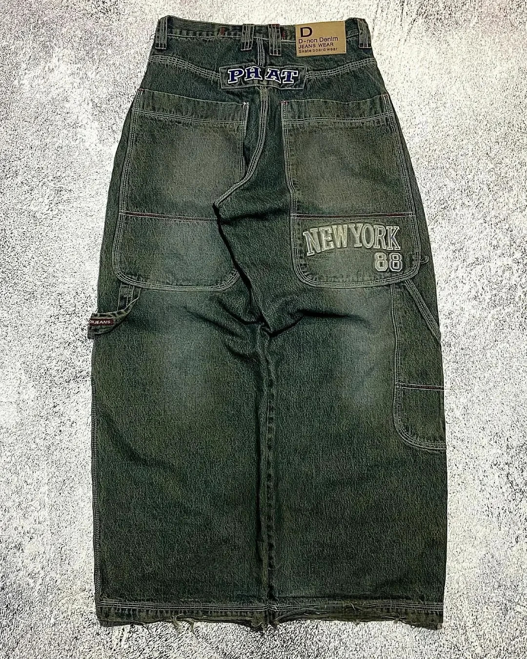 Y2k Aesthetic Vintage Straight Baggy Letter Print Women Man Jeans High Street Casual Trousers Gothic Style Denim Wide Leg Pants 240403