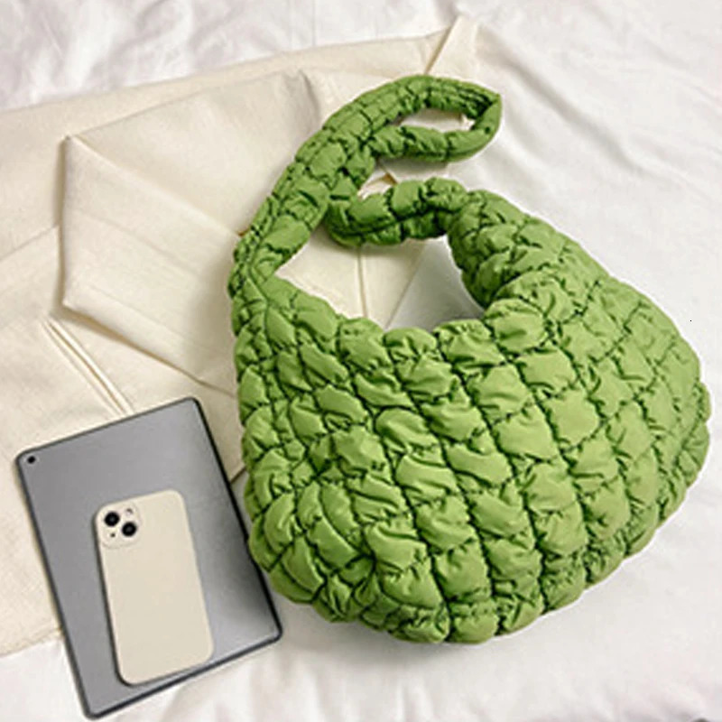 Girls casual large capacity handbag er Ruched handbag nylon bedding horizontal bag womens large wallet 241115