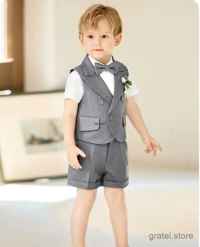 Suits Boys Summer Photograph Suit Kids Birthday Party Dress Childrens Day Performance Tuxedo Costume Baby Formal Wedding Evening Suit
