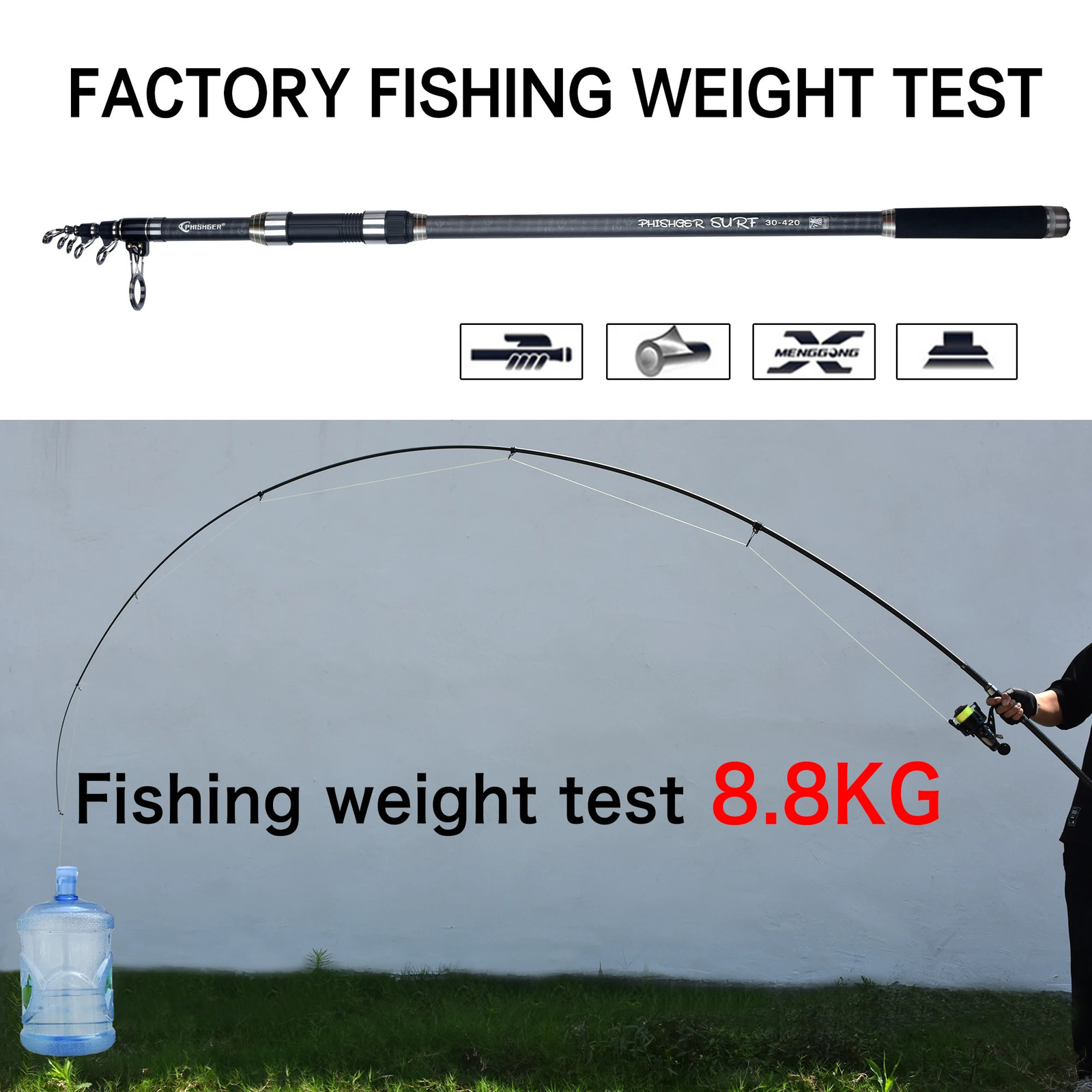 PHISHGER Telescopic Surf Spinning Rod 364245505 Power80150g 30T Carbon Travel Surfcasting Shore Casting Fishing Pole 241115