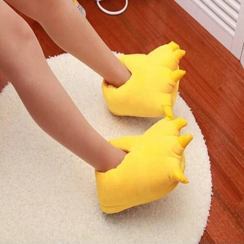 Winter Soft Warm Monster Dinosaur Paw Funny Slippers for Men Women Kids Parentchild Home House Slipper Shoes Room Cotton Shoes y241115