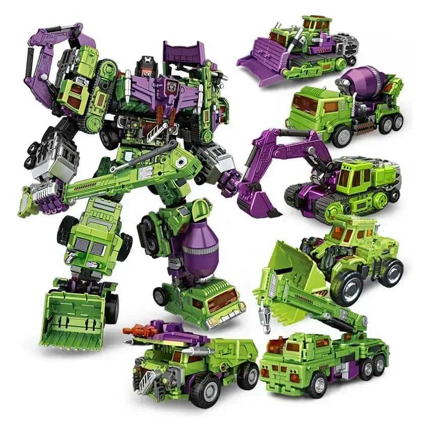 6-in-1 NBK 42CM Destructive Toy Conversion KO Robot Car Combination Action Diagram Excavator Blender Model Childrens Box free X241115