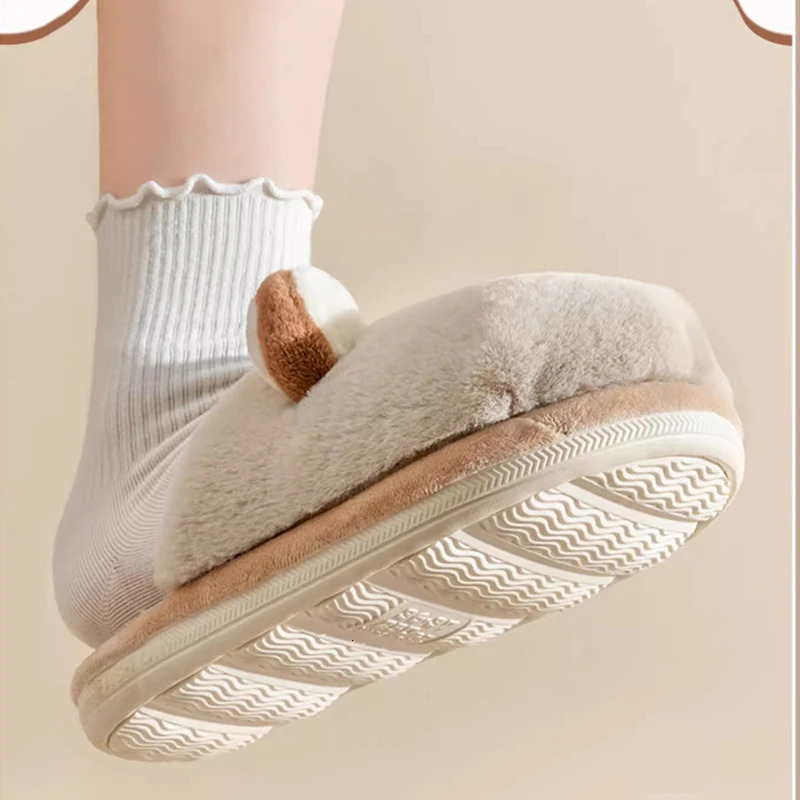 2024 Cotton Slippers for Womens Autumn and Winter Home Furnishings Thick Bottom Warm Plush Mens Shoes for Home Use 241115