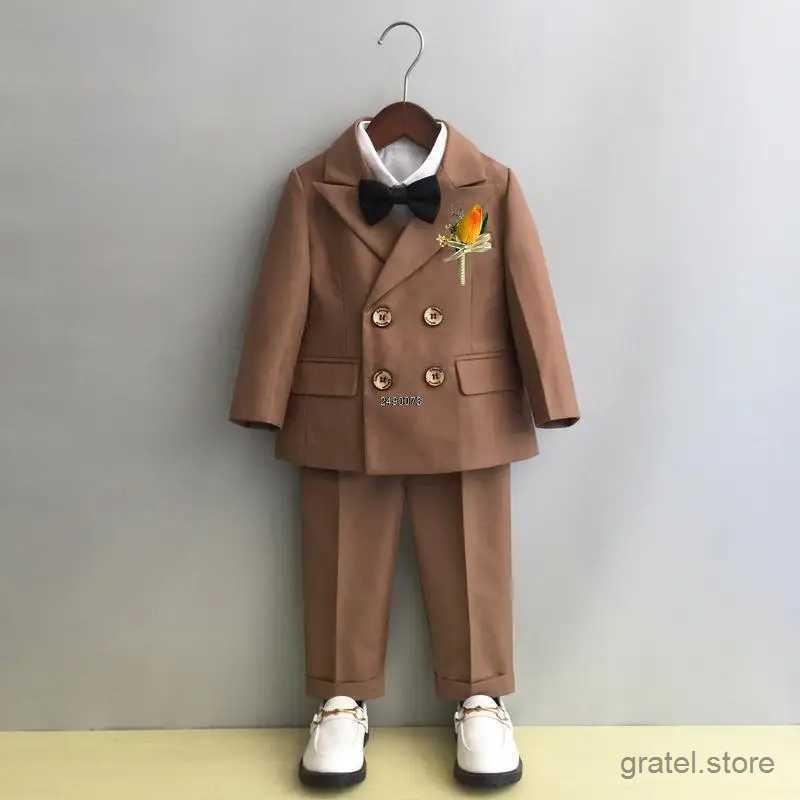 Suits Children Formal Blazer Vest Pants Bowtie Photograph Dress Newborn Baby Boys 1 Year Birthday Suit Kids Wedding Party Show Costume