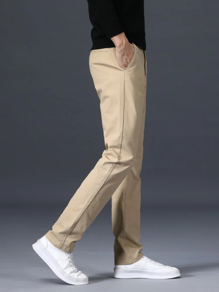 Summer thin loose casual pants solid color mens elastic straight leg fashion comfortable men 241115