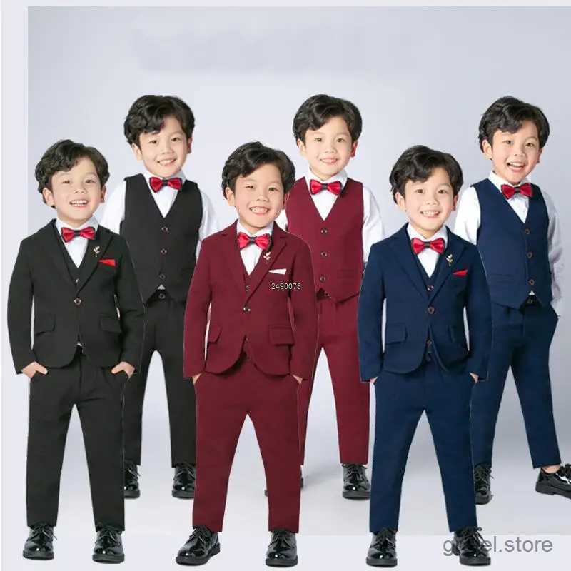 Suits Wedding Suit For Boys Children Wine Red Stage Performance Formal Suit Kids School Suit Children Birthday Ceremony Chorus Costume