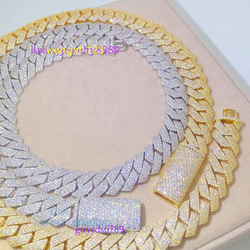 Hot selg sterg sier Searle Hip Hop Jewelry by Vvs Dia Tester 15mm 18mm 20mm Miami Mosant Cuban Chain GRA