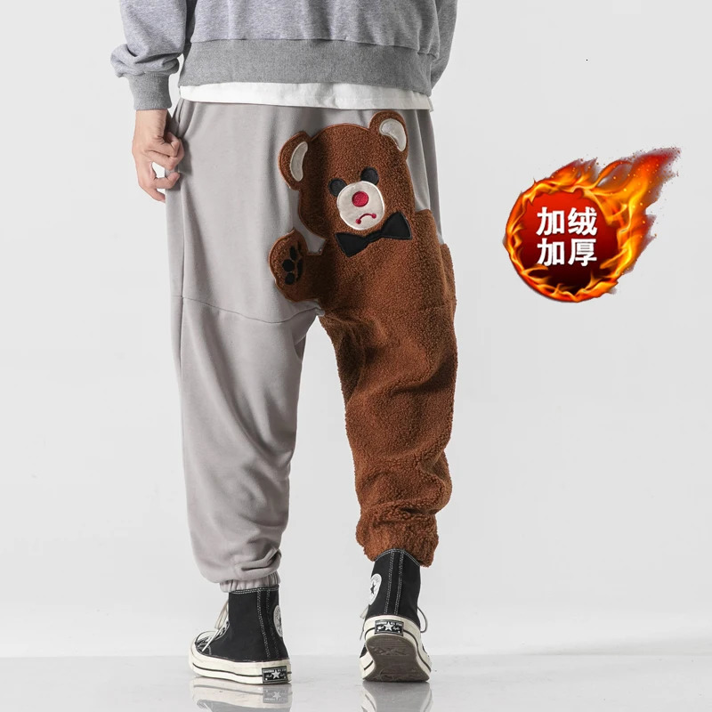 Bear wool pocket mens work pants straight Trouser street clothing sports autumn item 241115