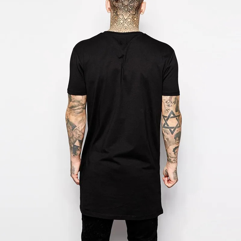 2024 Clothing Mens Black Long T shirt Tops Hip Hop Man Tshirt Short Sleeve Casual Men Tee shirts For Male 241115