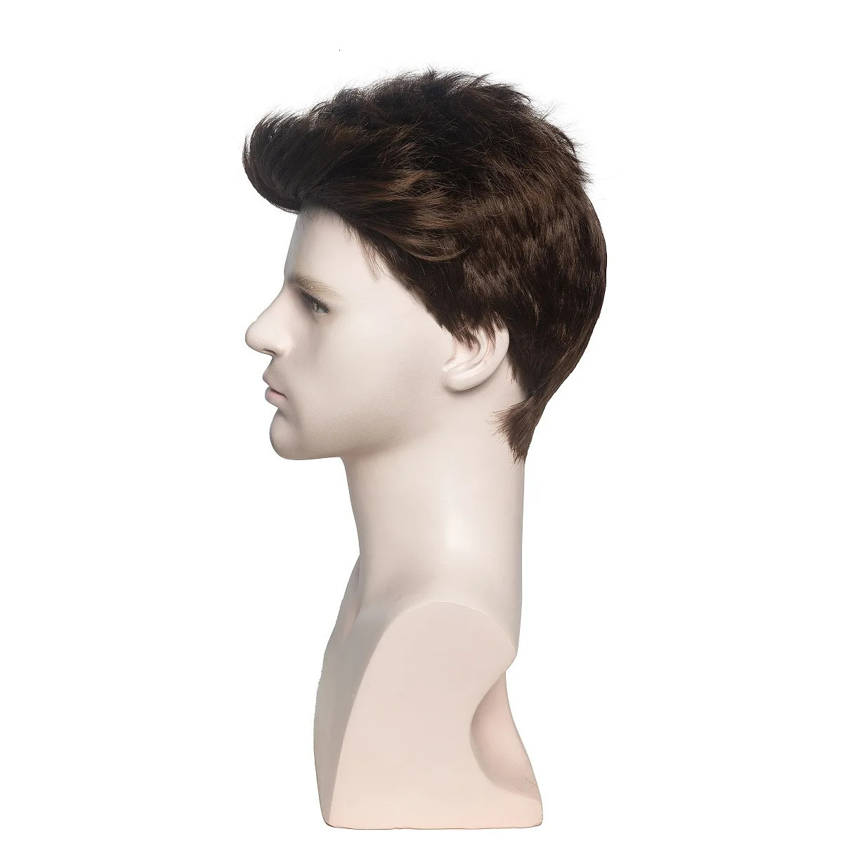 HANEROU Short Men Wig Pixie Cut Natural Straight Ombre Brown Wig Heat Resistant Fiber for Daily Cosplay Part 241115