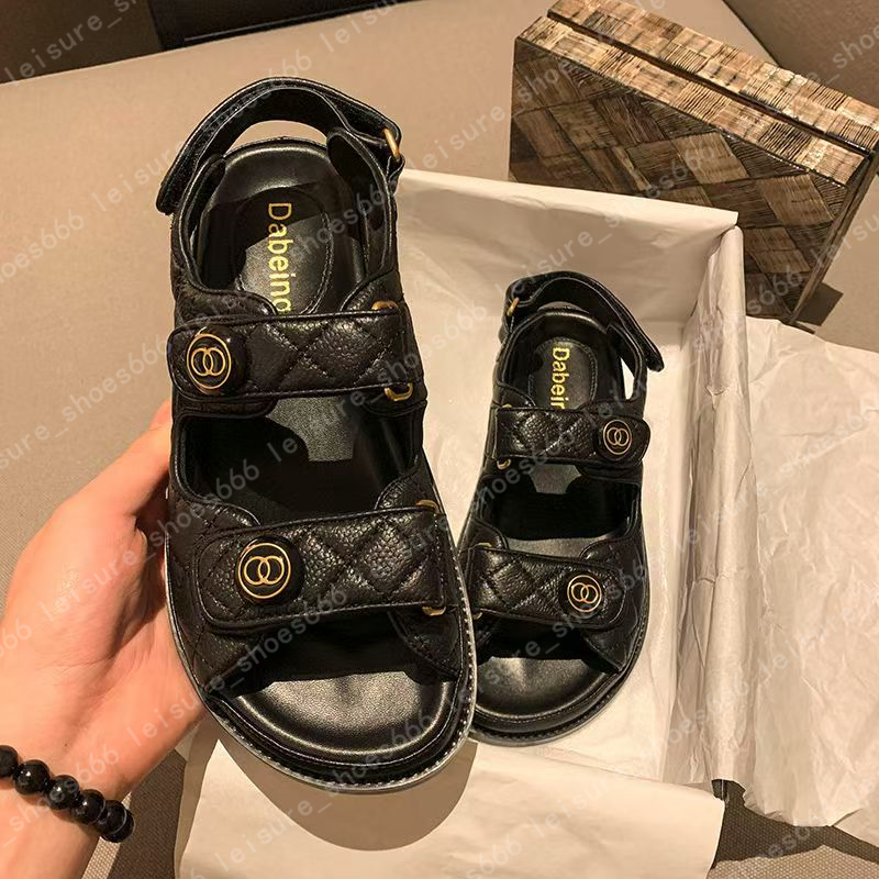 Designer Sandals Womens Slides Crystal Calf leather Casual shoes quilted Platform Summer Beach Slipper 35-42