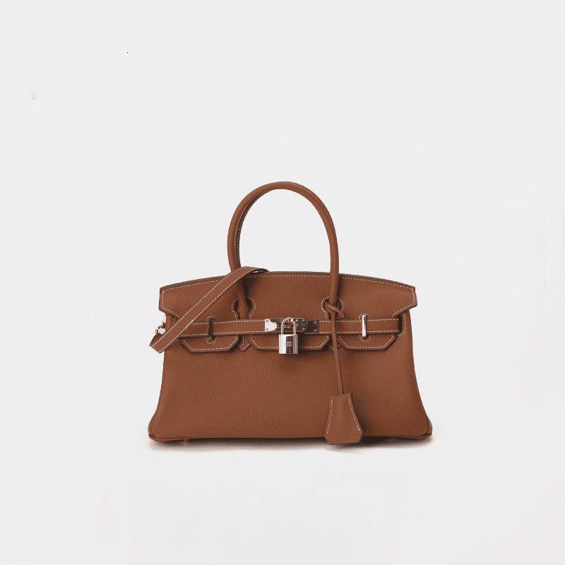 Designer handbag made of genuine leather new top layer hand-held horizontal platinum women's cowhide high-end single shoulder bag niche trendy br