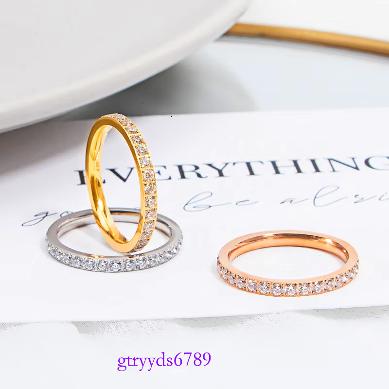 Titanium Stackable Eternity Cubic Zirconia Custom Couple Wholesale Free Collocation Jewelry Women Stainless Rings