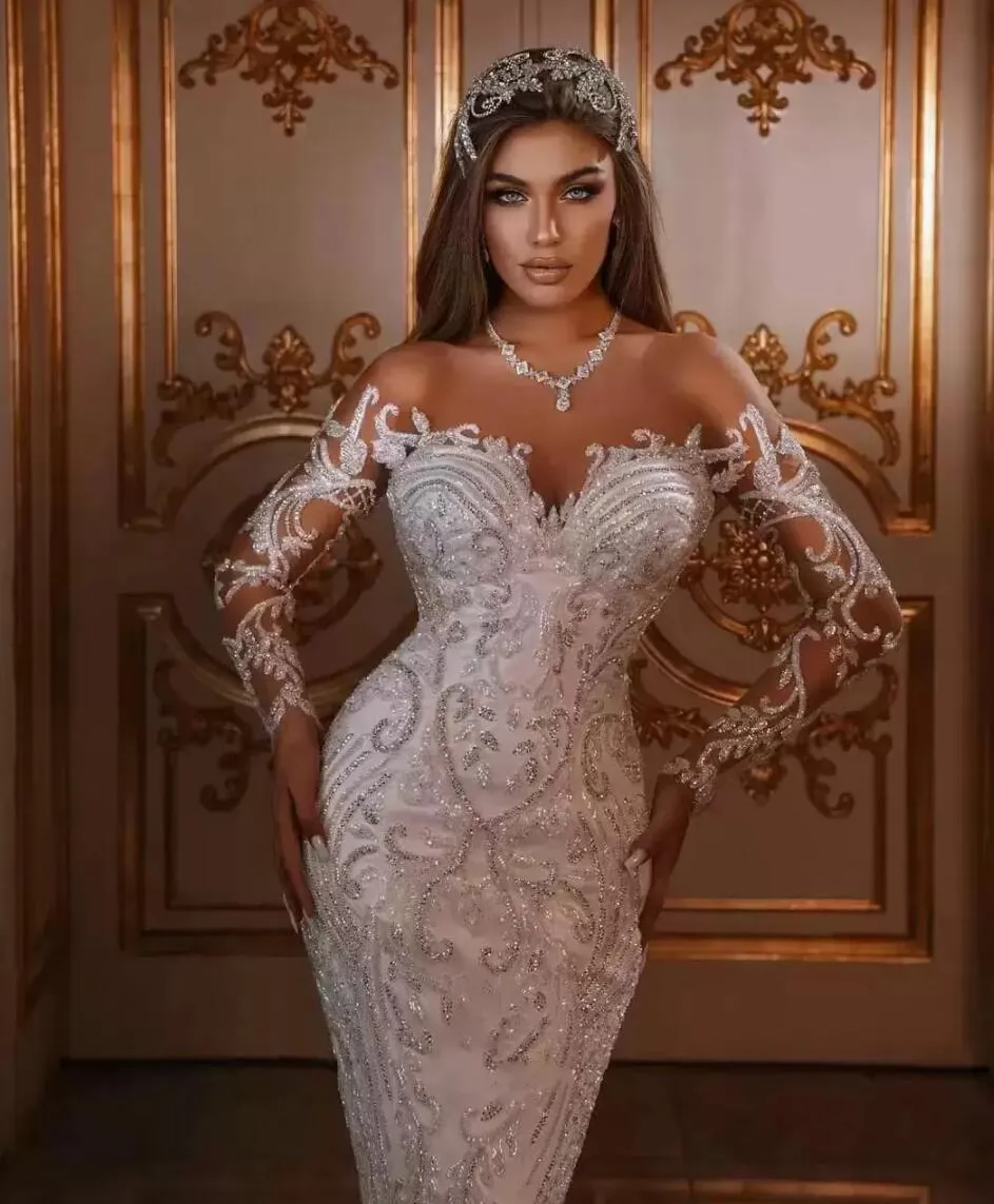 Mermaid Wedding Dresses With Detachable Skirt Appliqued Arabic Trumpet Bridal Gowns Long Sleeves Bohemian Robe De Bc12776 0416