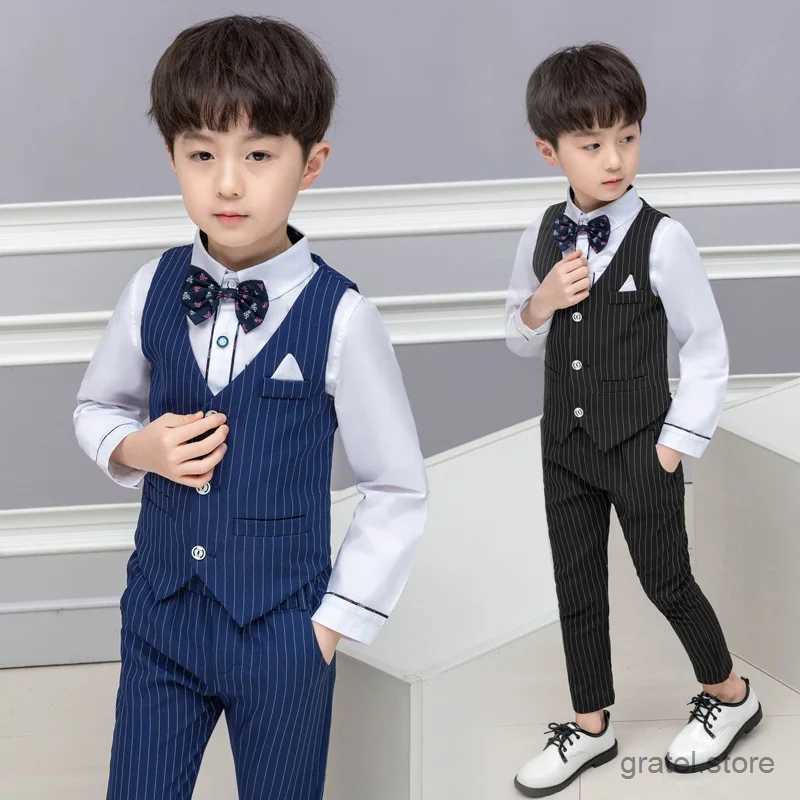 Suits Kids Boys Vest+Pants 2PCS Formal Suit Gentleman Wedding Birthday Dress School Children Graduation Tuxedo Costume Clothing Set
