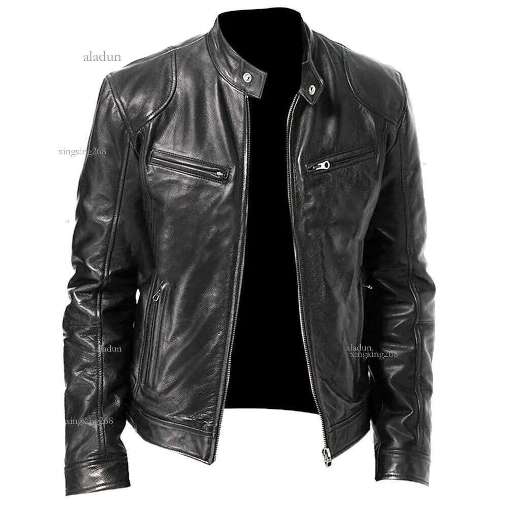 Mens Vests Fashion Leather Jacket Slim Fit Stand Collar PU Male Antiwind Motorcycle Lapel Diagonal Zipper s Men 5XL 221130