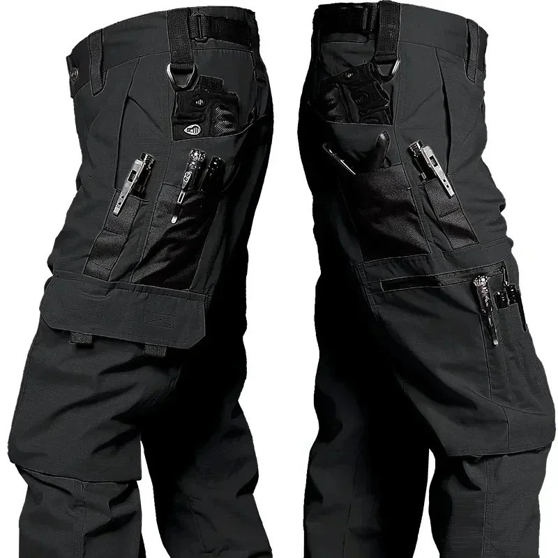 mens tactical pants outdoor work and leisure cargo handcart waterproof multi pocket wearresistant training 241115