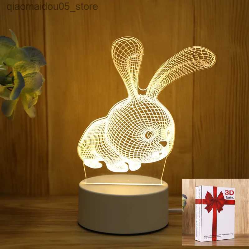 Lamps Shades Romantic Love 3D Acrylic Led Lamp for Home Childrens Night Lamp Table Lamp Birthday Party Decoration Valentines Day Bedside Lamp Q240416