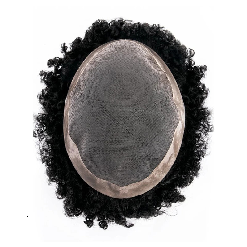 QHP Men Capillary Prosthesis Fine Mono Npu Toupee Straight Curly Human Hair Wig Man Durable Natural Hair Replacement Systems 241115