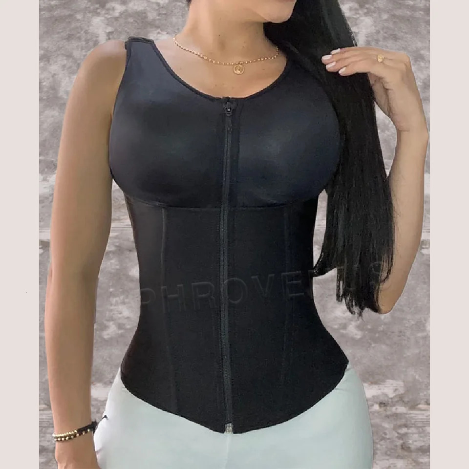 Fajas Colombianas Women Front Zipper and Hook-eyes inside Waist Trainer Tops Slimming Shaper Vest Belt Flat Belly Corset 241115