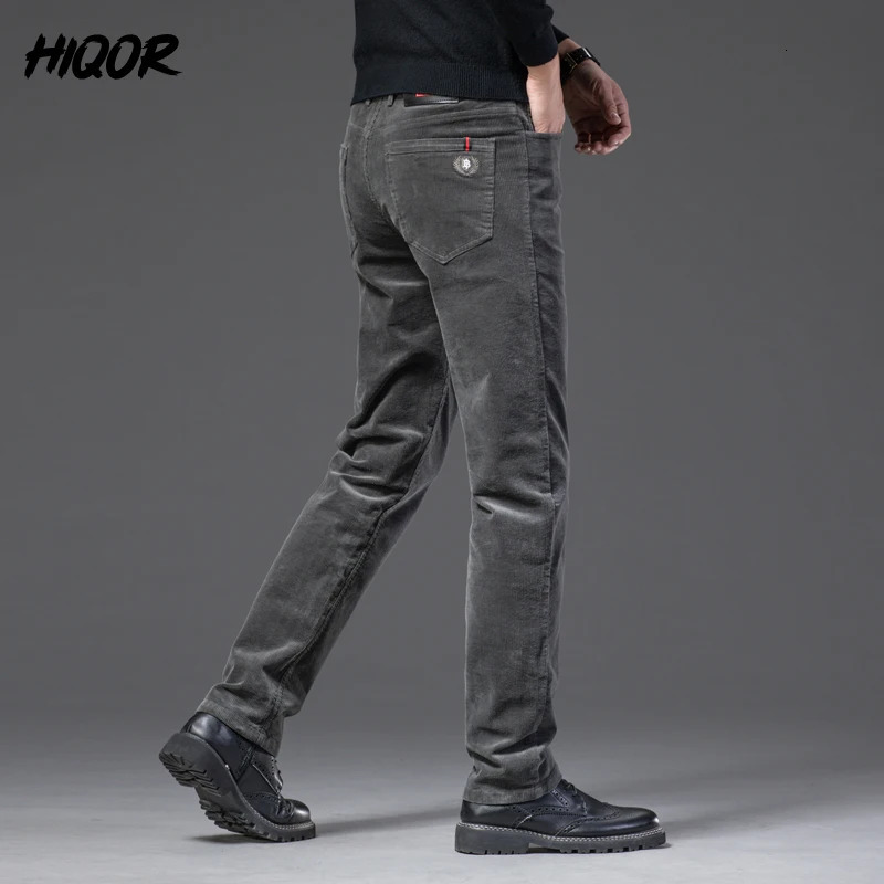 HIQOR Mens Winter Wool Warm Corduroy Pants Casual Bag Cotton Business Straight Work Clothes 241115