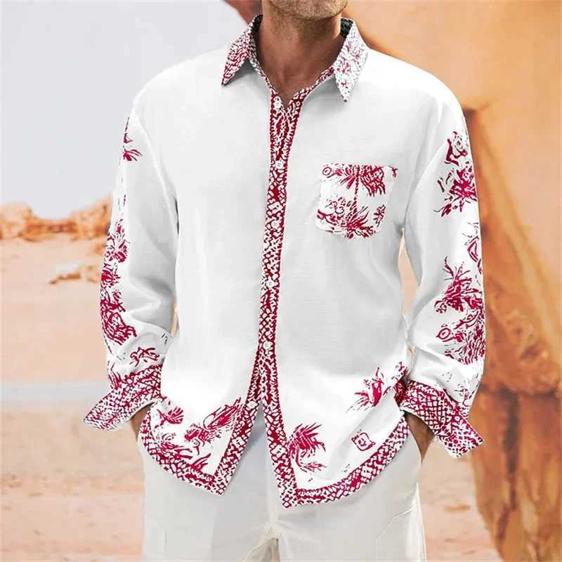 Men's Casual Shirts 2024 Mens Party Fashion Comfortable Long sleeved Shirt 3D Printed Lion HD Animal Flip Collar Button S-6XL Top 240416