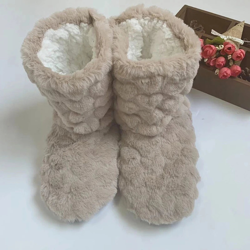 Winter Adult Men And Women Thick Warm Floor Shoes High Tube NonSlip Indoor Cotton Shoes Plush Home Slippers Shoes Women Girl 241115