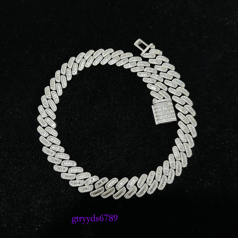 hip hop jewelry cuban k chain 15mm s sier fashion necklace iced out fully vvs baguette moissanite dia men necklaces