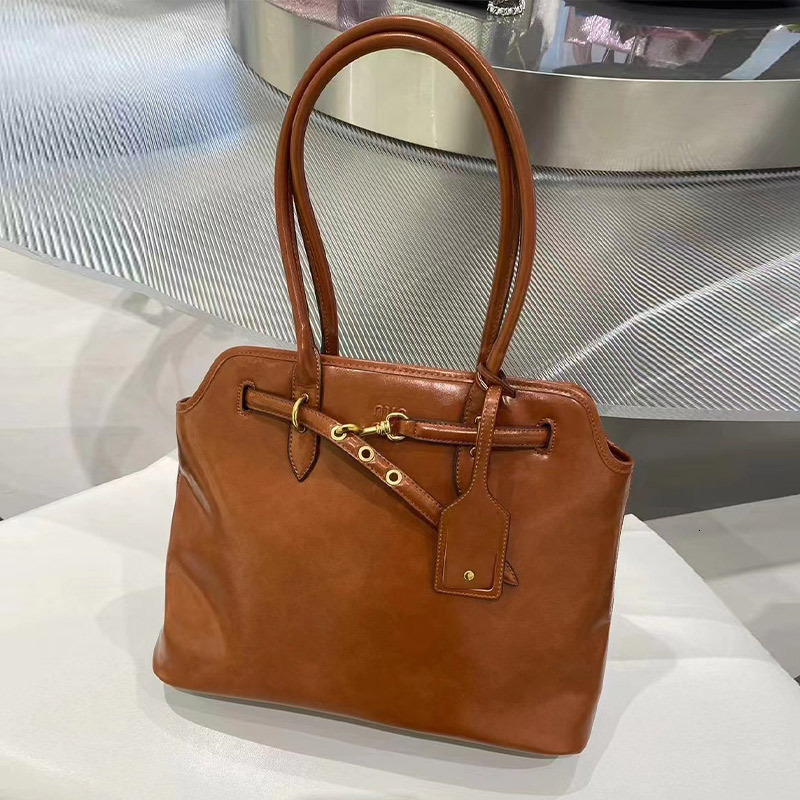 Brown Retro Versatile Shoulder Handbag Large Capacity Tote Women's Bag Brand Designer High-End Fashion Briefcase Bags PC