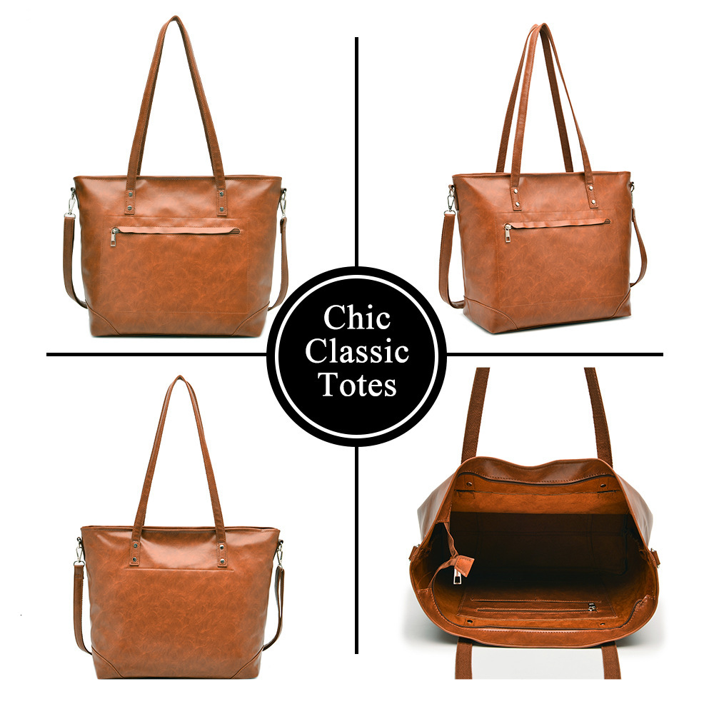 Designer oil wax leather casual large capacity handbag, women's tote crossbody bag, single shoulder luggage bag