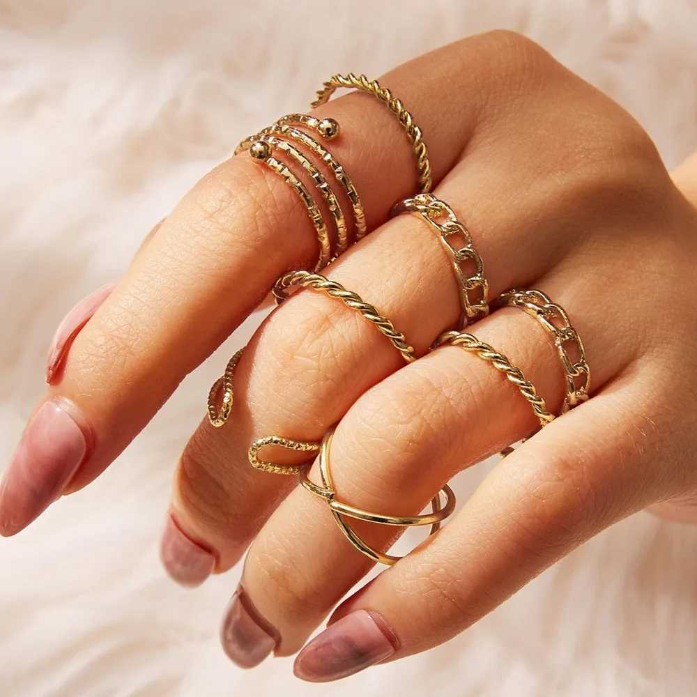 Punk Hot selling Hollow Geometry Ring Set for Womens Fashion Cross Opening Ring Hip Hop Ring 2021 Womens Exquisite Jewelry Gift W250111