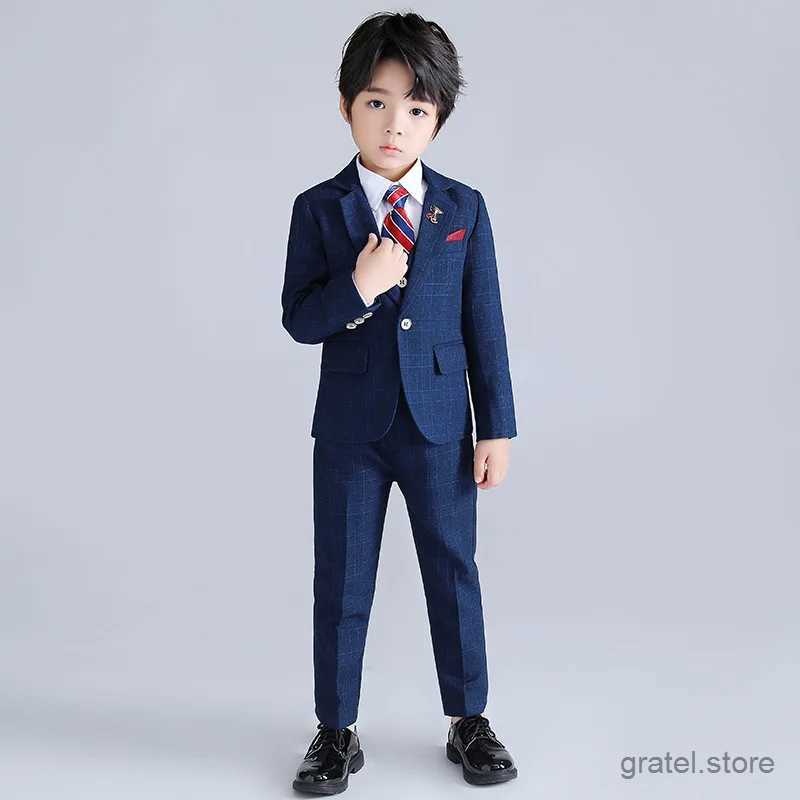 Suits Boys Wedding Suit Kids Formal Jacket Vest Pants Bowtie Tuxedo Photography Set School Children Speech Host Performance Prom Dress
