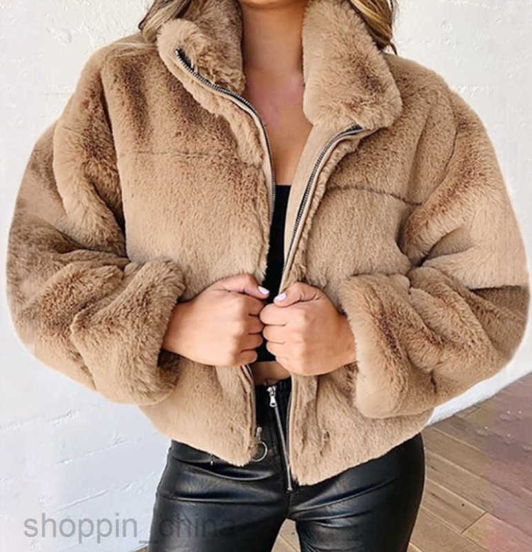 Jackets Coats for Women Outerwear women's autumn and winter rabbit fur imitation fur zipper cardigan plush warm jacket