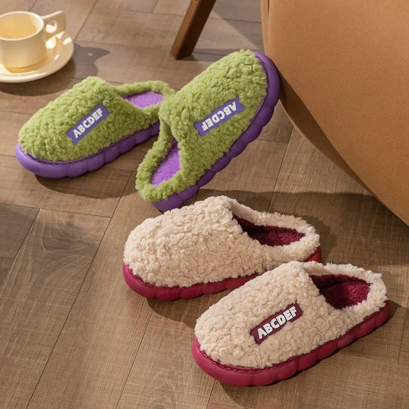2024 Trend Winter Couple Indoor Nonslip Mule For Men Women Flip Flops Warm Fluffy Slippers Home Slides Casual Cotton Shoes 241115