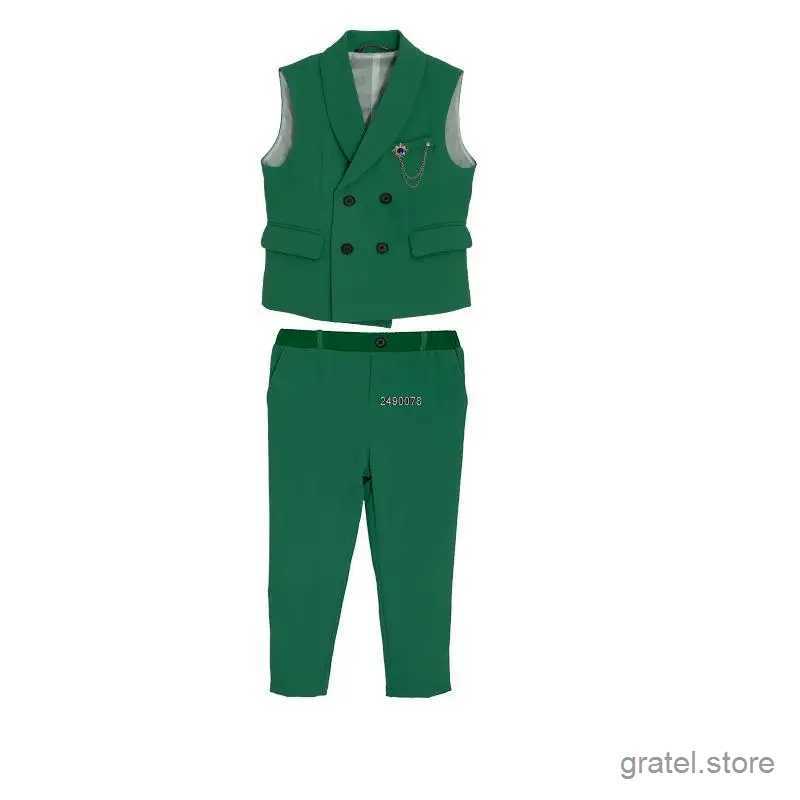 Suits Children Formal Wedding Suit Kids Vest Pants Party Photograph Set Teenager Boys Tuxedo Party Dress Child Dance Show Costume