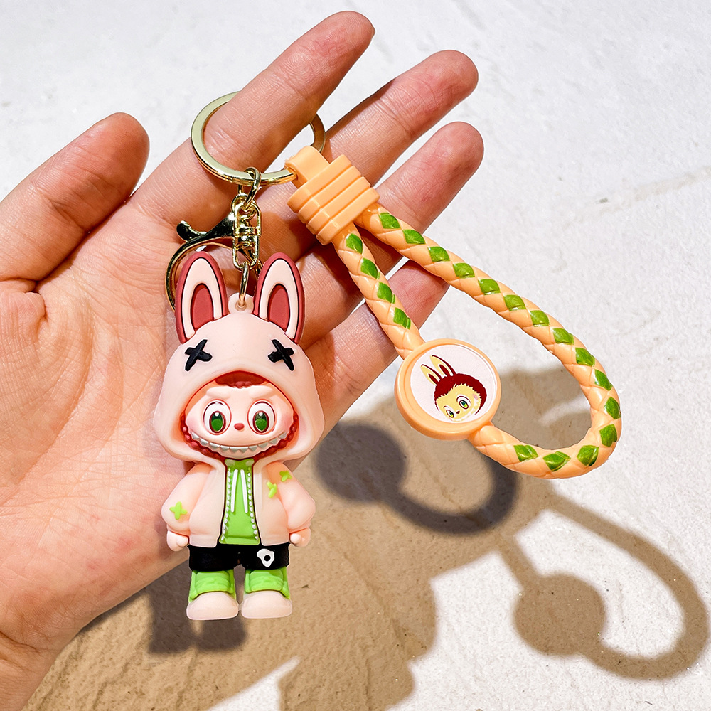 Cute Key Chain Anime Labubu Car Keychain for Bag Charms Doll Keyring Men Women Jewelry Wholesale