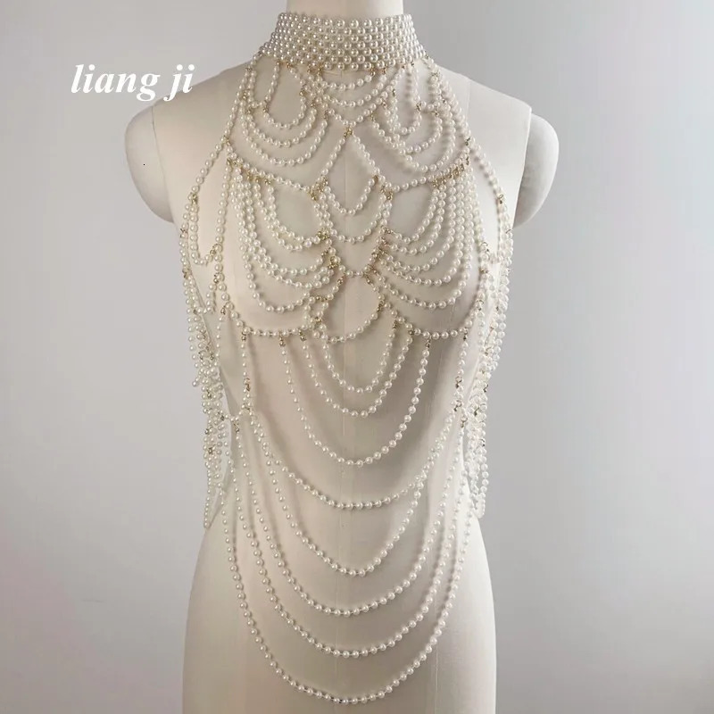 Pearl body chain jewelry handmade strapless bra suitable for female brides wedding dresses beach nightclubs pearl waist chain 241116