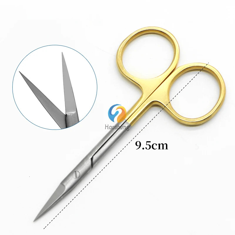 9.5cm Sliver Black Gold Handle Superfine Stich Eyelid Iris Scissors Straight Curved 241115