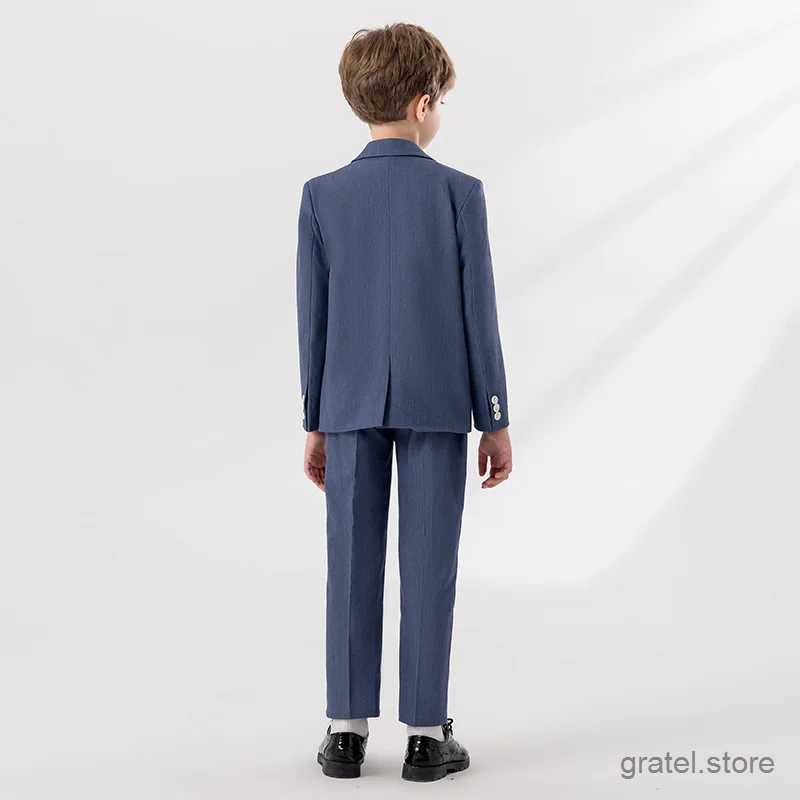 Suits Boys Graduation Ceremony Photograph Suit Children Jacket Pants Necklace 3PS Piano Party Dress Children Host Performance Costume