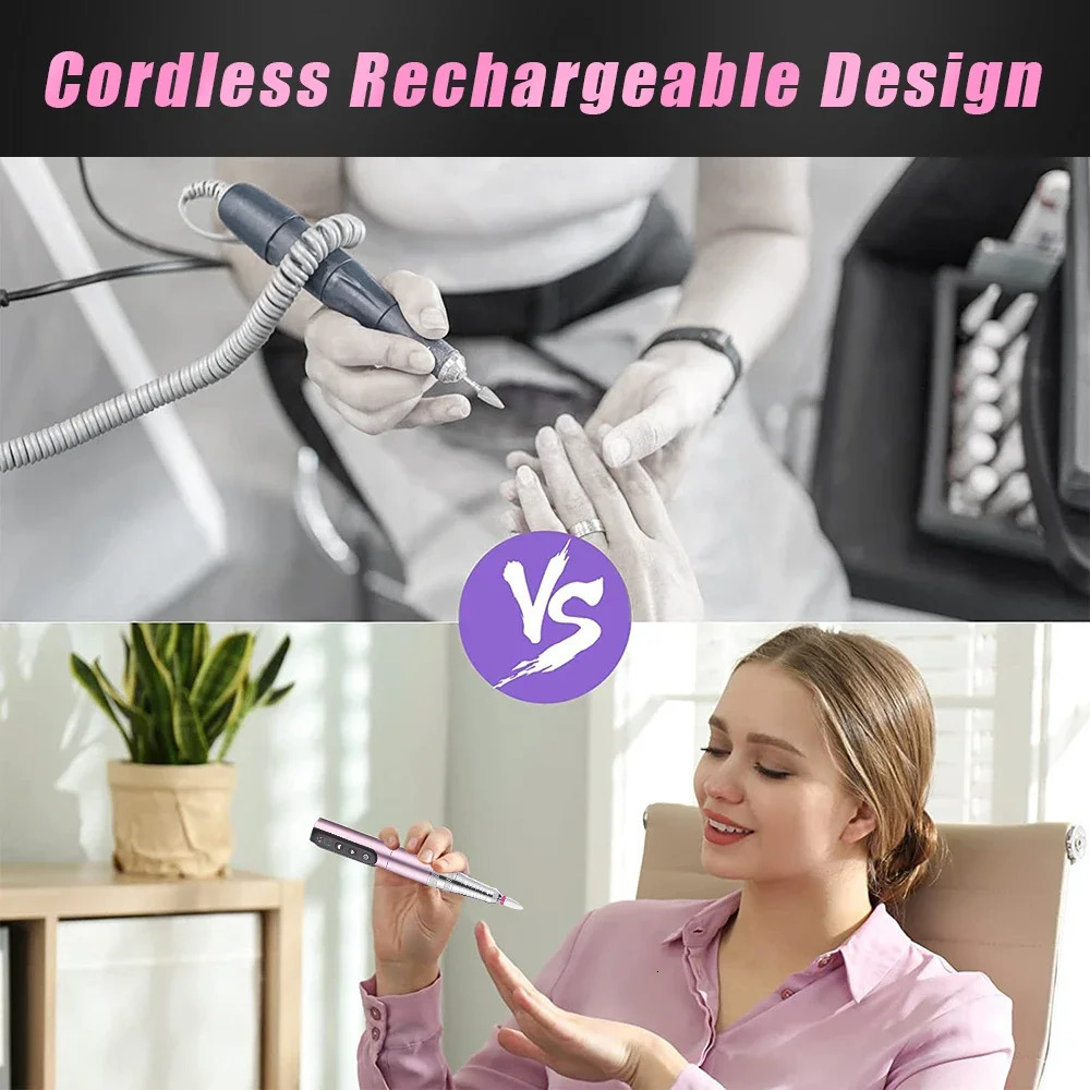 35000RPM Nail Drill Machine Professional Electric Nail Sander Polisher Cordless Nail File For Acrylic Gel Nails Nail Tools 241115