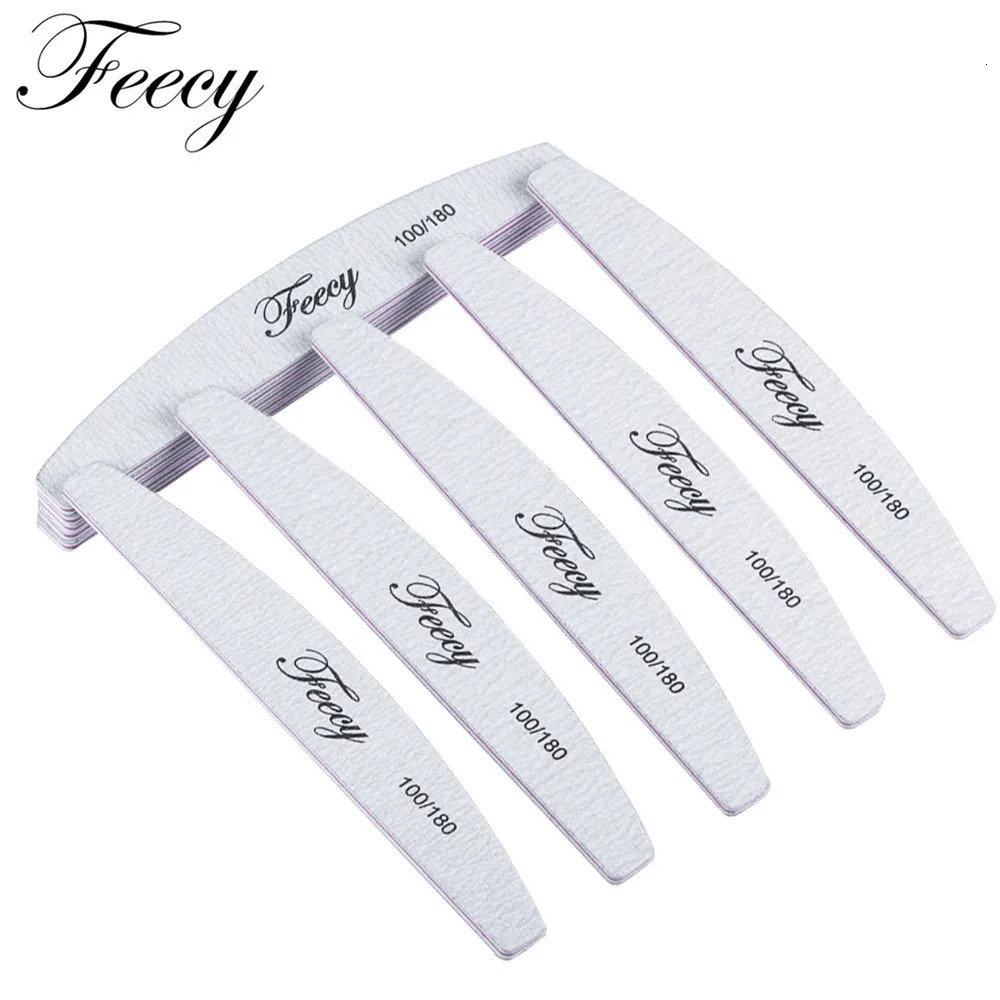 50Pcs/Lot Nail File Buffer 100/180 Grit Half Moon Double Side Sandpaper Nail Sanding Grinding Gel Nail Polish Nail Manicure Tool 241115