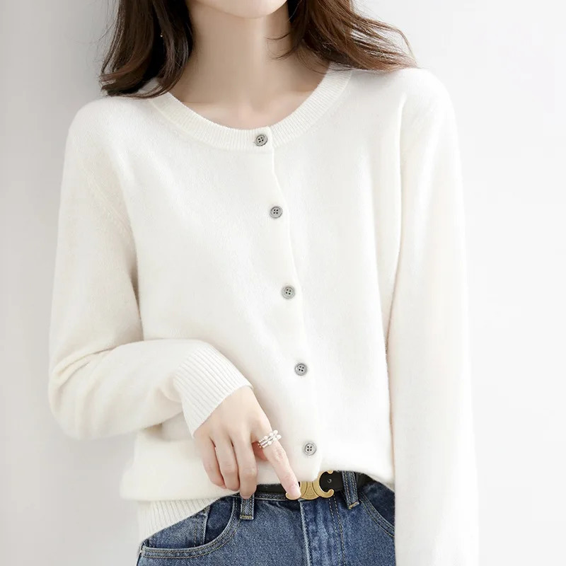 Women Cardigans Sweater 2023 Casual Warm Autumn Winter Oneck Long Sleeve Single Breasted Slim Fashion Korean Knitwears Tops 241108