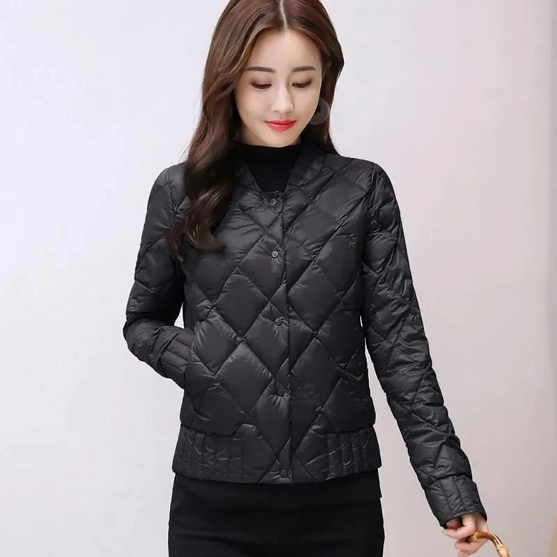 Light Thin Womens Down Cotton Coat 2024 Winter Parkas Short Female Korean Loose Jacket Stitching Padded Overcoat Tops 241115