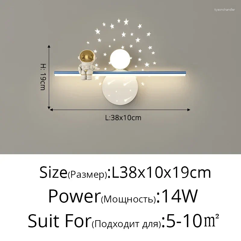 Lamps Wall Cute Mini Astronaut Style Modern LED Lights Living Children Study Room Baby Bedroom Bedside Home Indoor Lighting