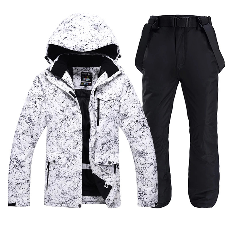 -30 Warm Men Women Snow Suit Wear Snowboard Clothing Sets Winter Outdoor Sports Waterproof Costume Ski Jackets and Strap Pants 241116