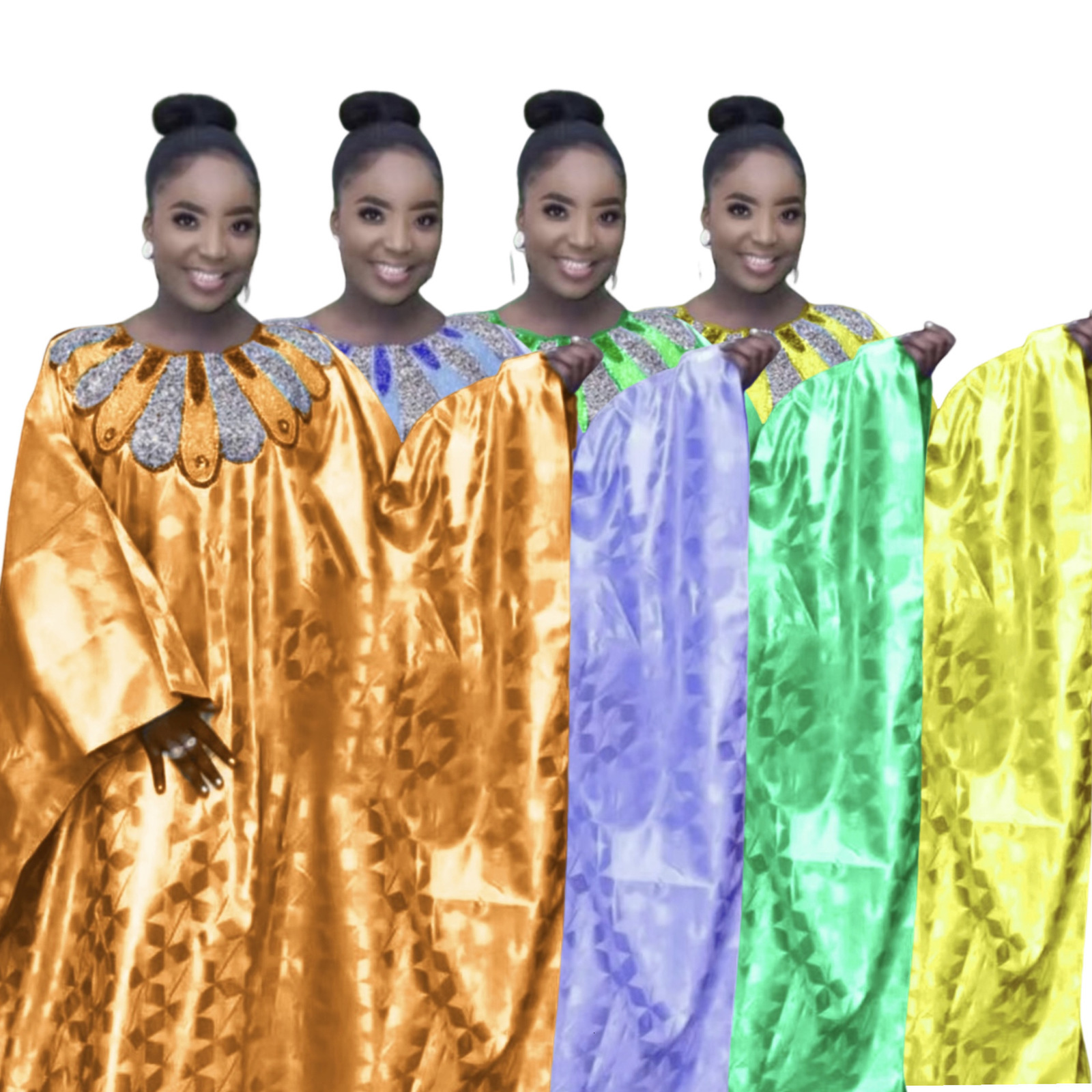 TikTok 2024 sequin embroidered print loose fitting robe with headscarf oversized robe dress for women 230302
