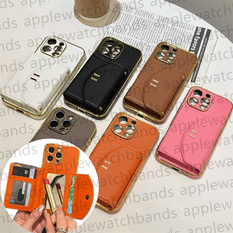 Mirror Wallet Phone Case Designer iPhone Case for iphone 16 Pro Max Case Apple iPhone 15 Pro Max 14 13 12 11 15 Plus 16 Plus Case Luxury Card Holder Leather Mobile Cover