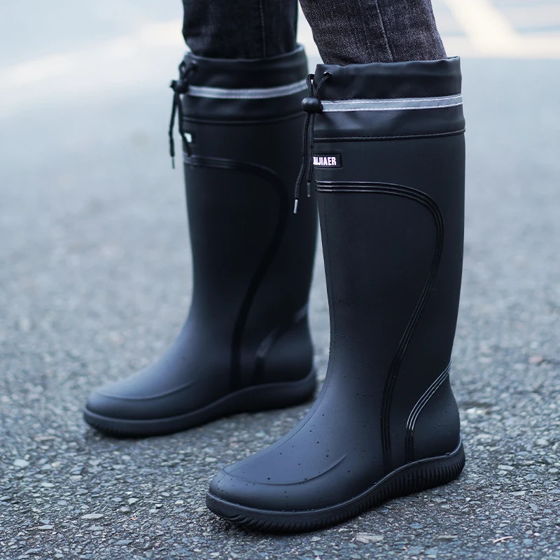 Mens Womens HighEnd Rain Boots Closed Rainproof and Waterproof Short and MidCalf Length NonSlip Drawstring Rubber Boots y241115