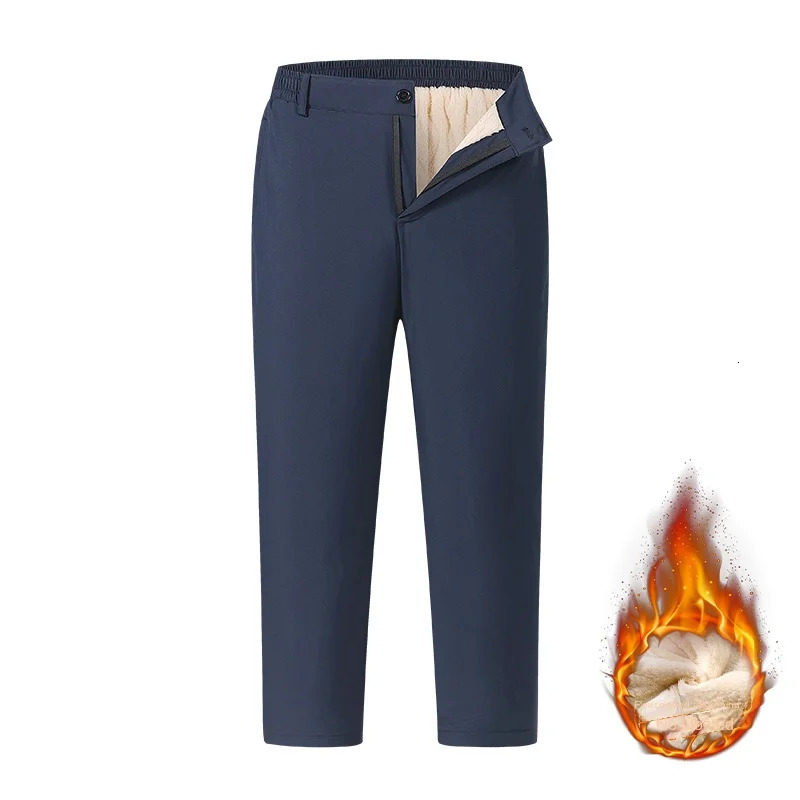 Winter cashmere pants for mens business and leisure thick waterproof windproof graphene material knee warm woolen 241115