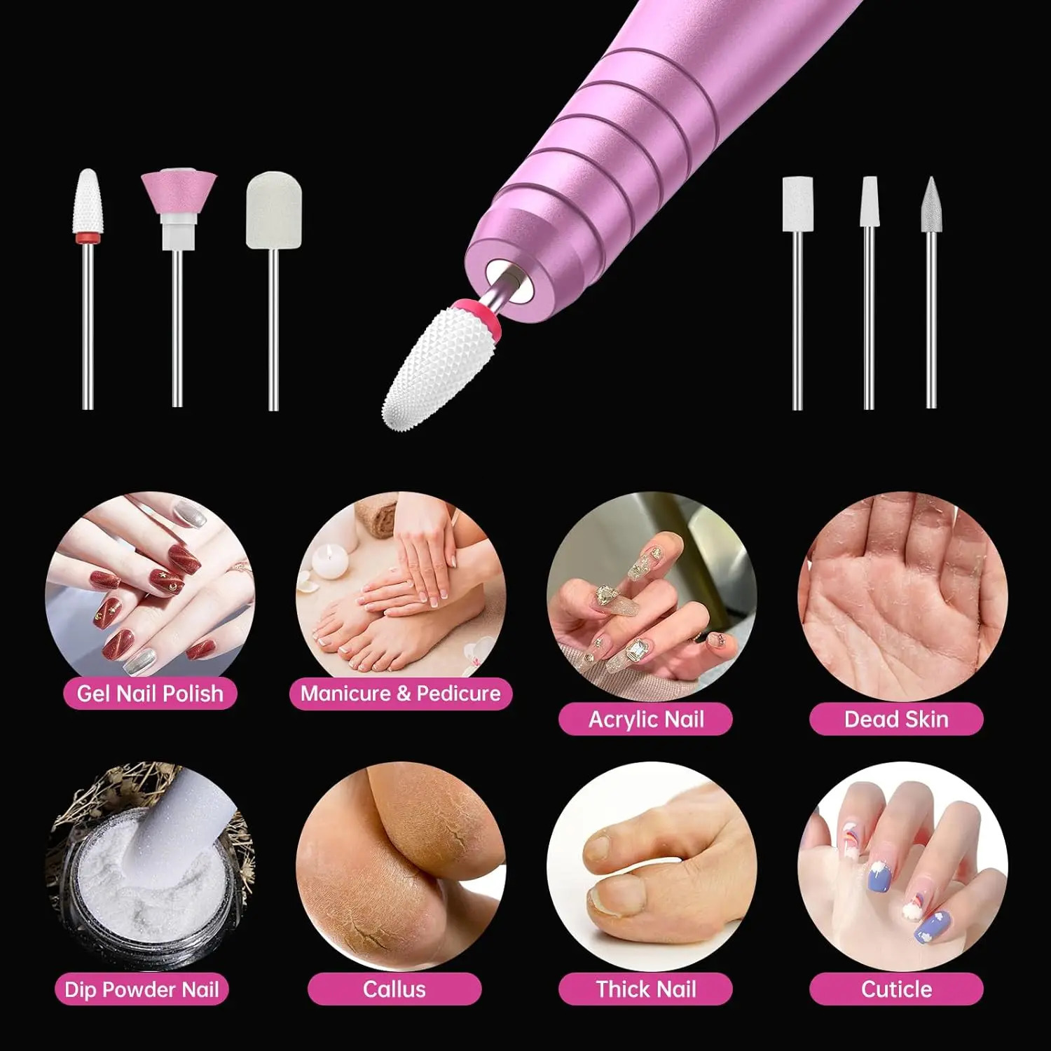 Portable Electric Nail File kit Electric Nail File Gift for Women 25000 RPM Adjustable Speed Electric Manicure and Pedicure 241115